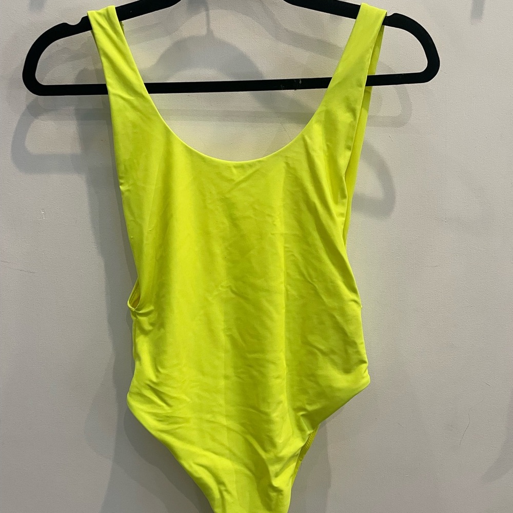Vibrant Yellow Bodysuit One Piece Low Back High Waist